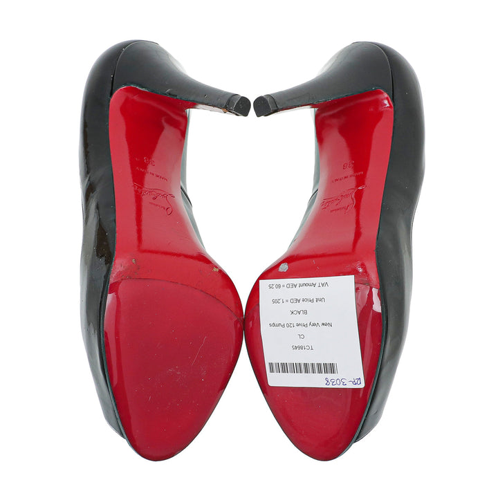 Christian Louboutin Black New Very Prive 120 Pumps 38