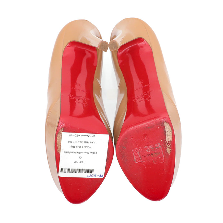 Christian Louboutin Nude Bianca Platform Pump 38