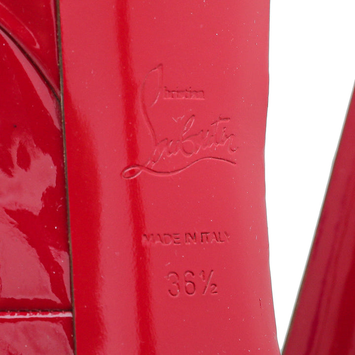Christian Louboutin Red Peep Toe Zeppa Mary Jane Pumps 36.5