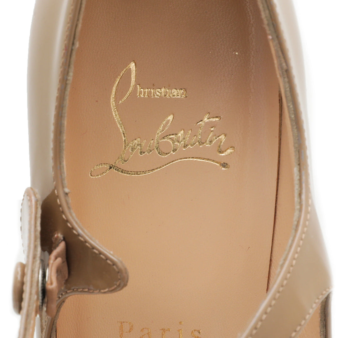 Christian Louboutin Nude Toe Zeppa Mary Jane Pumps 37.5