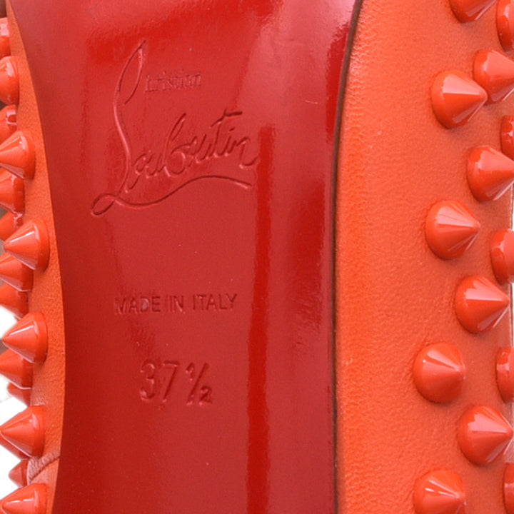 Christian Louboutin Orange Pigalle Spikes Pumps 37.5