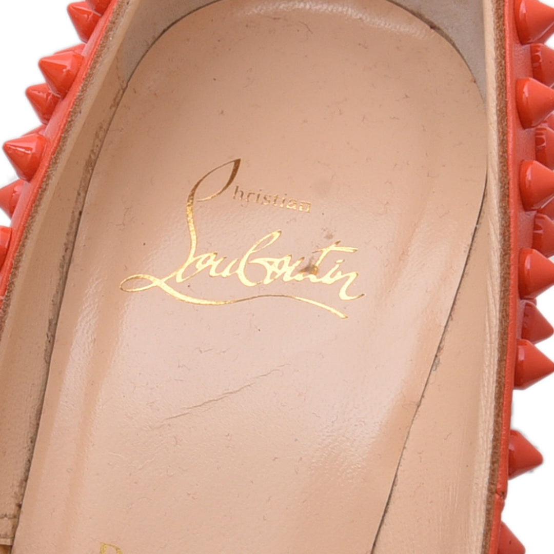 Christian Louboutin Orange Pigalle Spikes Pumps 37.5