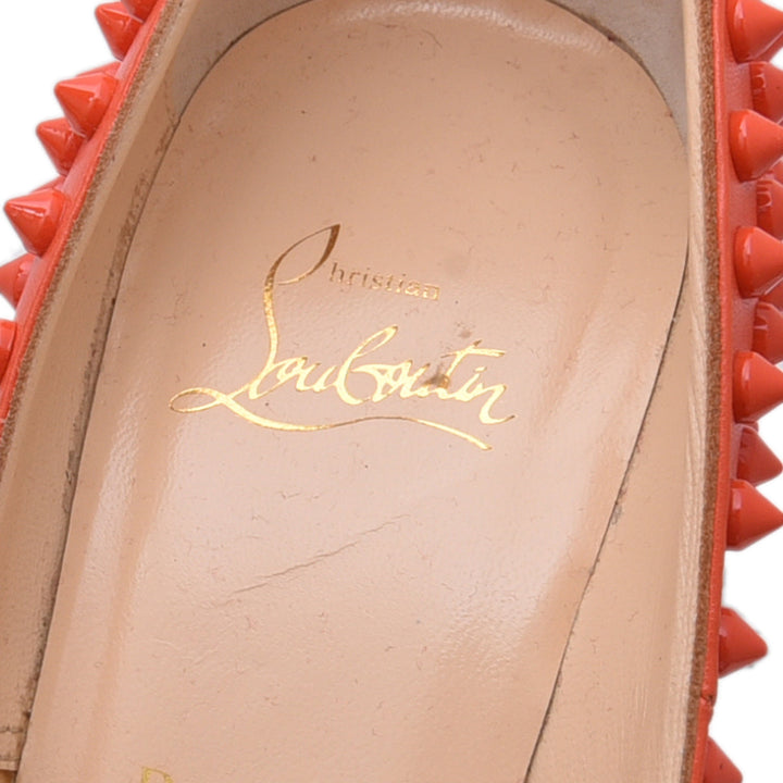 Christian Louboutin Orange Pigalle Spikes Pumps 37.5