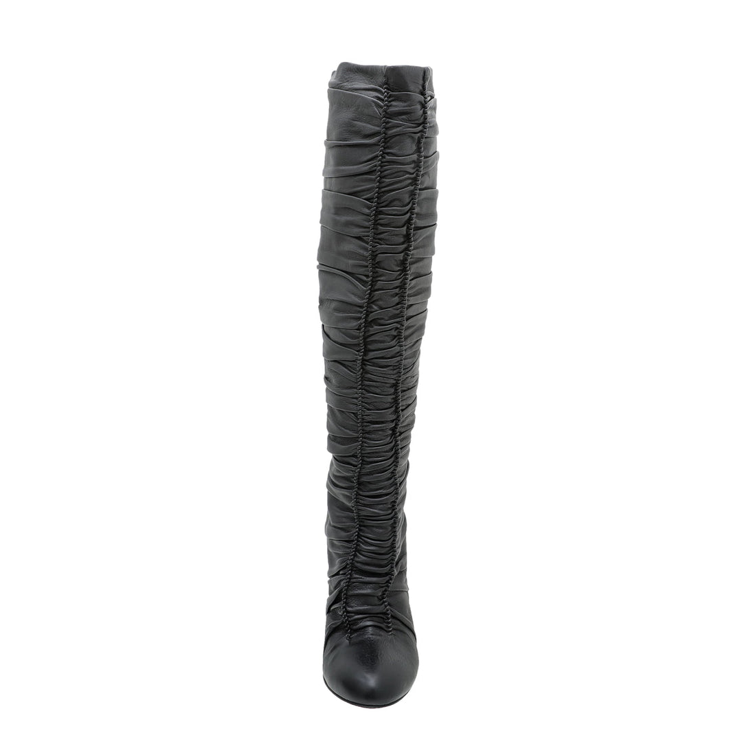 Christian Louboutin Black Pleated Knee High Boots 37