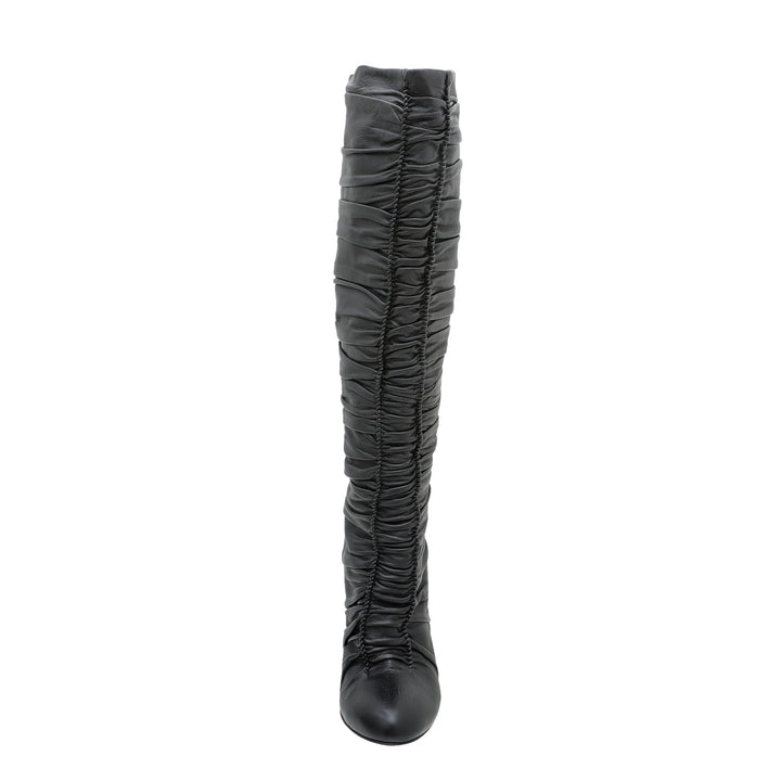 Christian Louboutin Black Pleated Knee High Boots 37