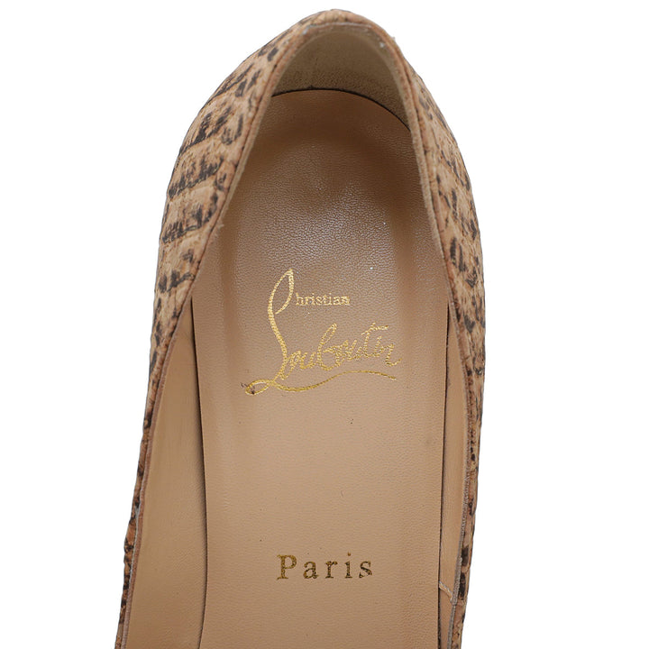 Christian Louboutin Natural Python Embossed Cork Very Prive Pumps 38