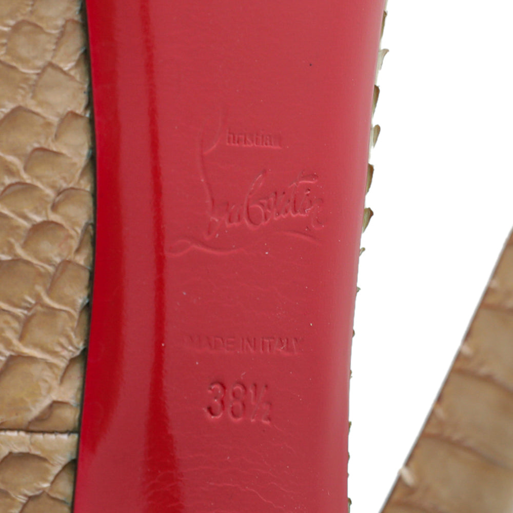 Christian Louboutin Beige Python New Very Prive Peep Toe Pumps 38.5