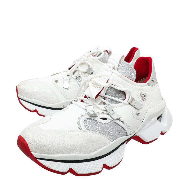 Christian Louboutin Red Glitter Neoprene Runner Donna Sneakers 42
