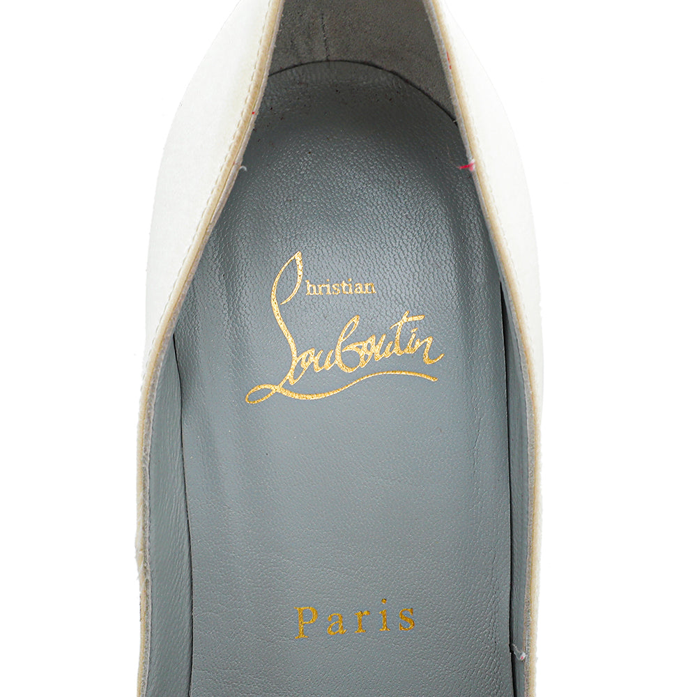 Christian Louboutin Ivory Satin Lady Peep Pumps 37