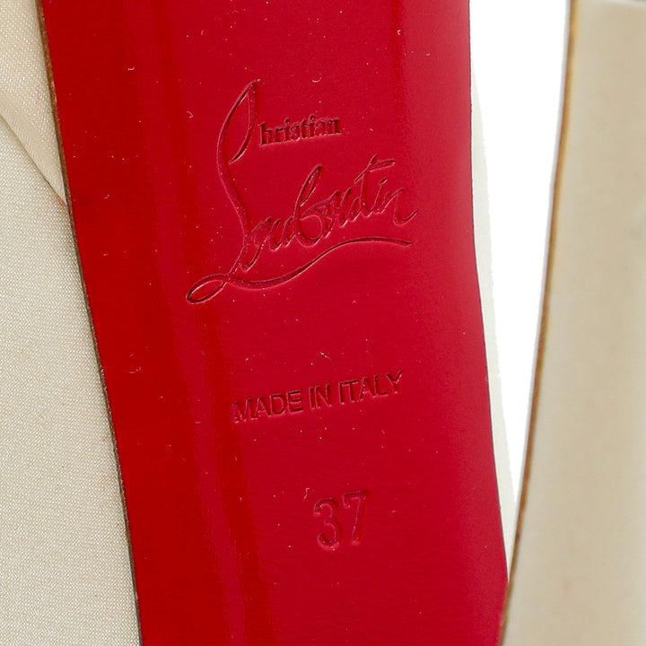 Christian Louboutin Ivory Satin Lady Peep Pumps 37