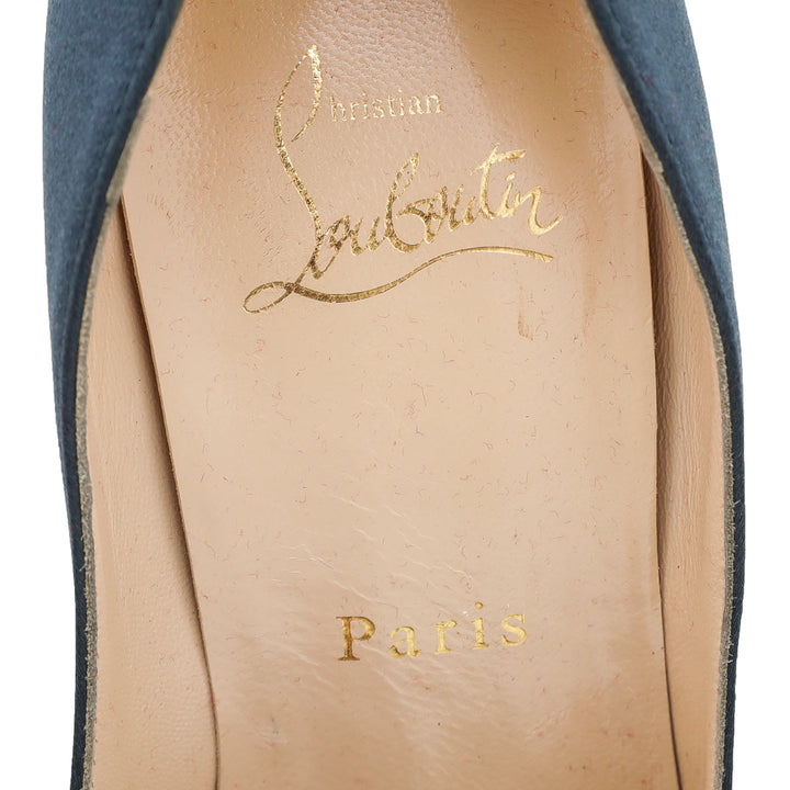 Christian Louboutin Teal Satin Madame Butterfly 150 Pumps 38.5