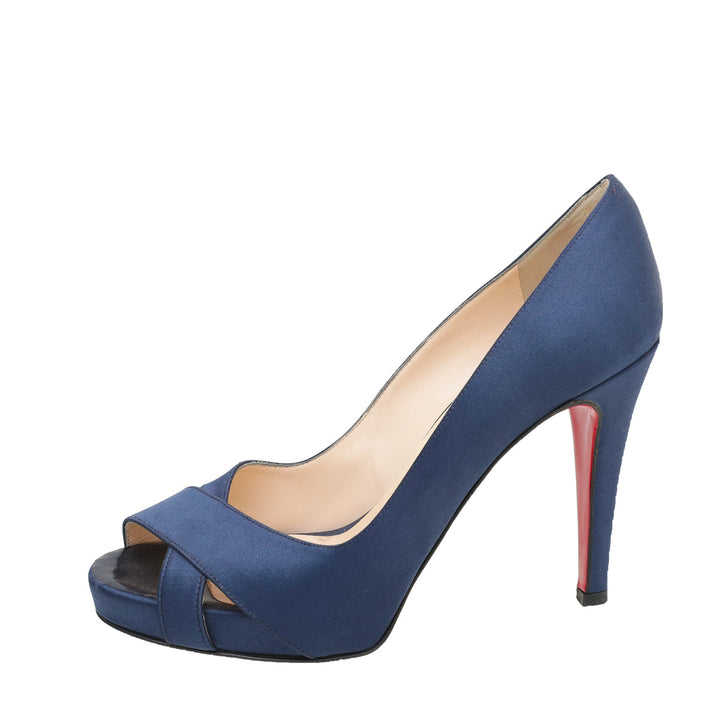 Christian Louboutin Navy Blue Satin Shelley Pump 38