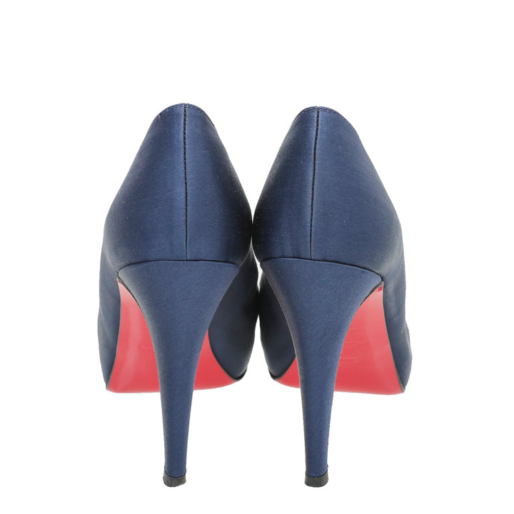 Christian Louboutin Navy Blue Satin Shelley Pump 38