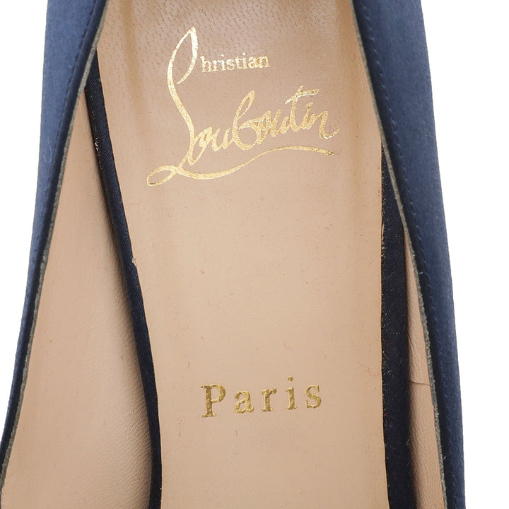 Christian Louboutin Navy Blue Satin Shelley Pump 38