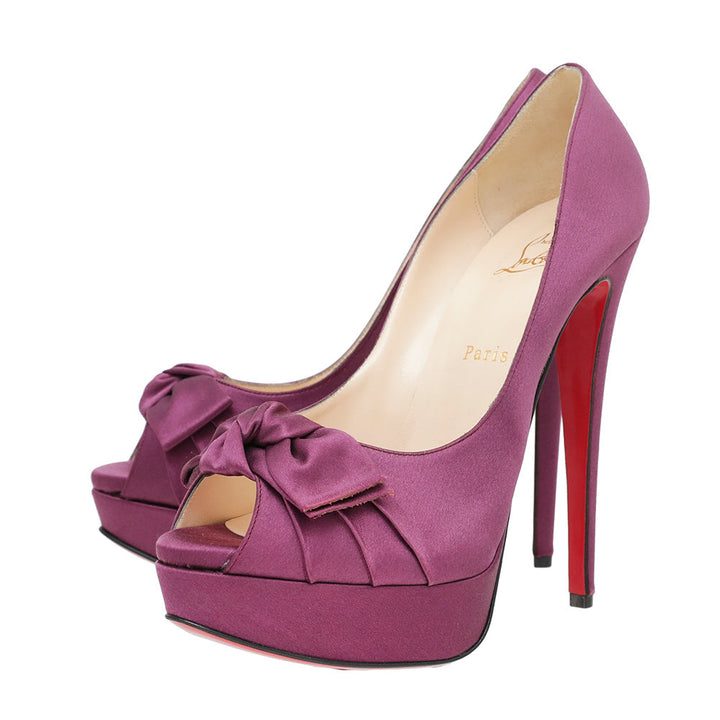 Christian Louboutin Violet Satin Madame Butterfly 150 Pumps 40.5