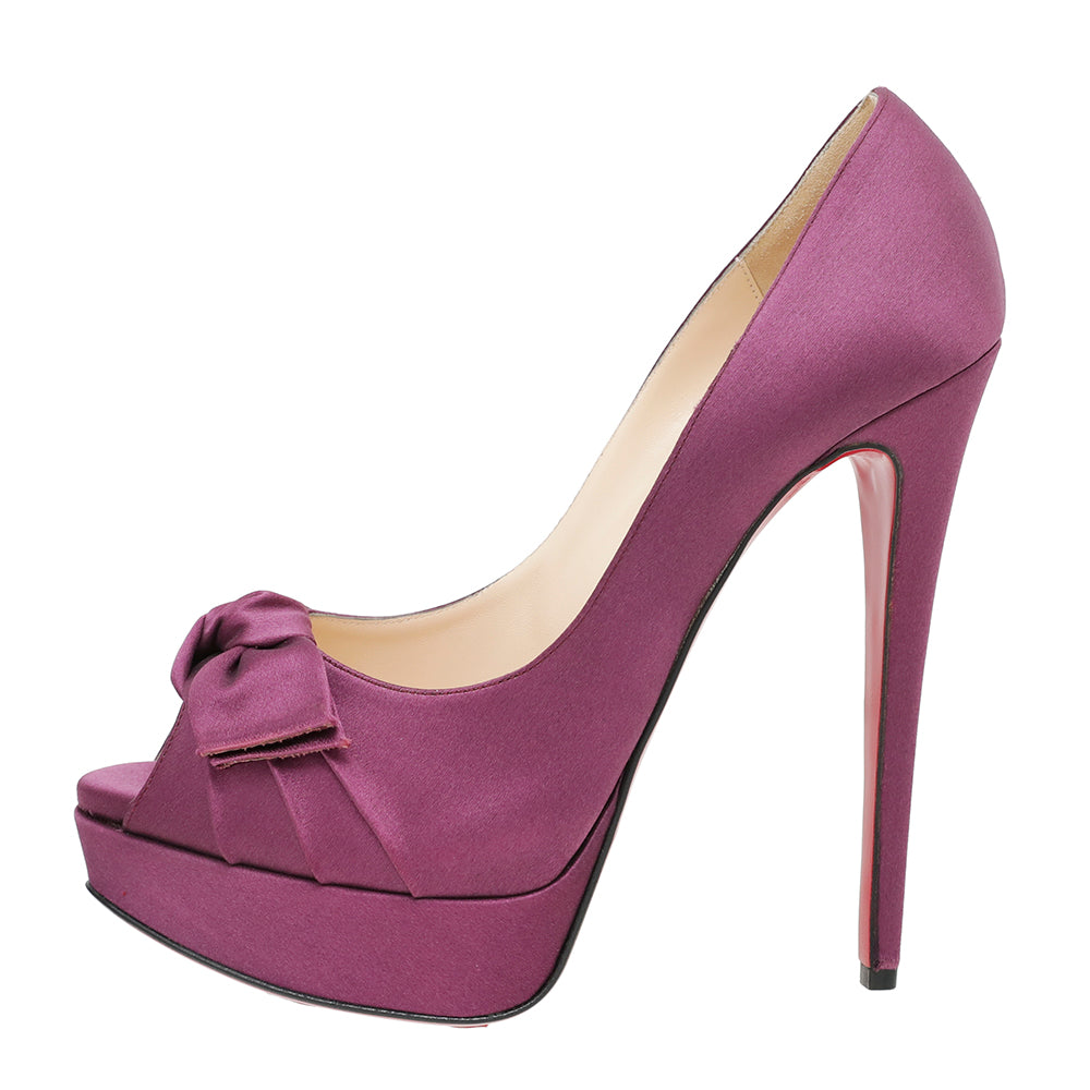 Christian Louboutin Violet Satin Madame Butterfly 150 Pumps 40.5