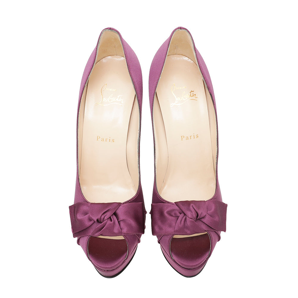 Christian Louboutin Violet Satin Madame Butterfly 150 Pumps 40.5