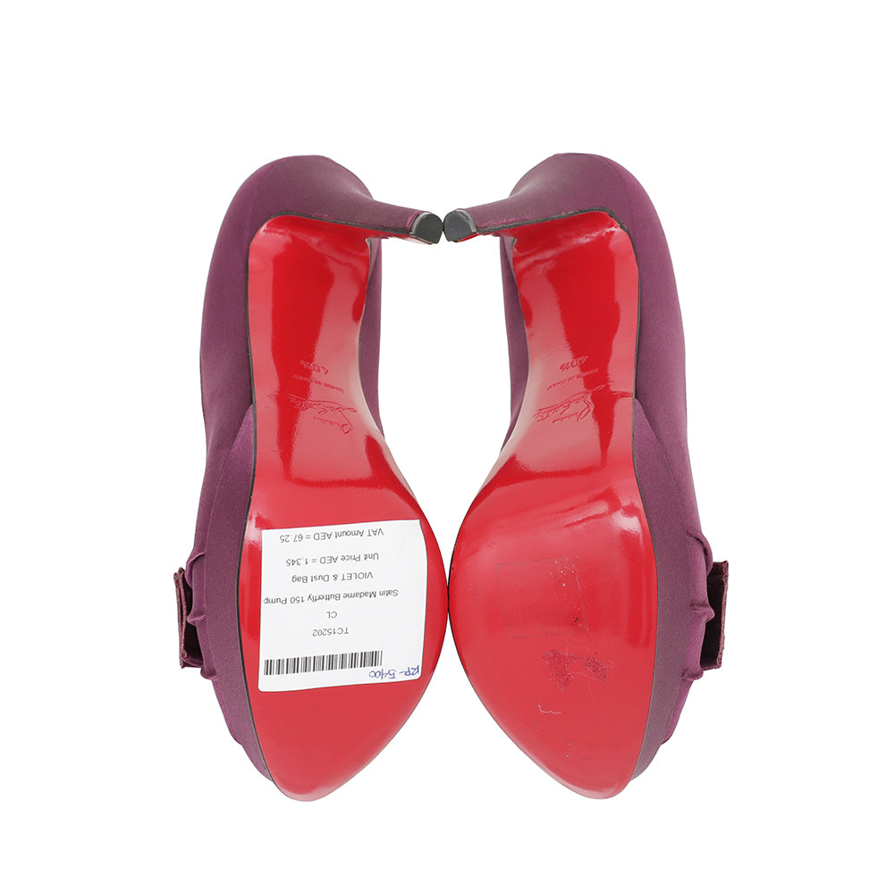 Christian Louboutin Violet Satin Madame Butterfly 150 Pumps 40.5
