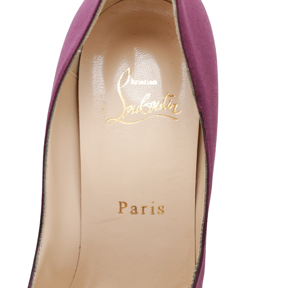 Christian Louboutin Violet Satin Madame Butterfly 150 Pumps 40.5