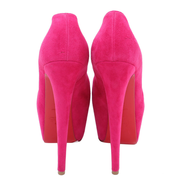 Christian Louboutin Fuchsia Suede Highness 150 Peep Toe Platform Pumps 37.5