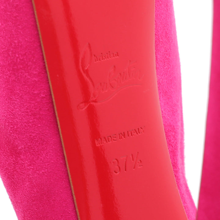 Christian Louboutin Fuchsia Suede Highness 150 Peep Toe Platform Pumps 37.5