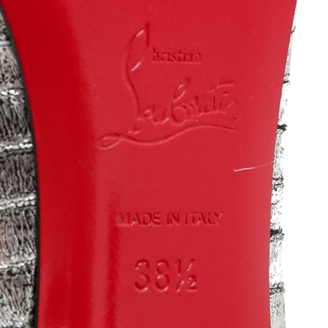 Christian Louboutin Metallic Silver Python Very Prive Peep Toe Pumps 38.5