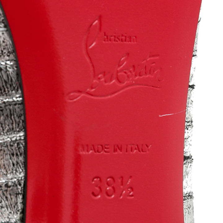 Christian Louboutin Metallic Silver Python Very Prive Peep Toe Pumps 38.5