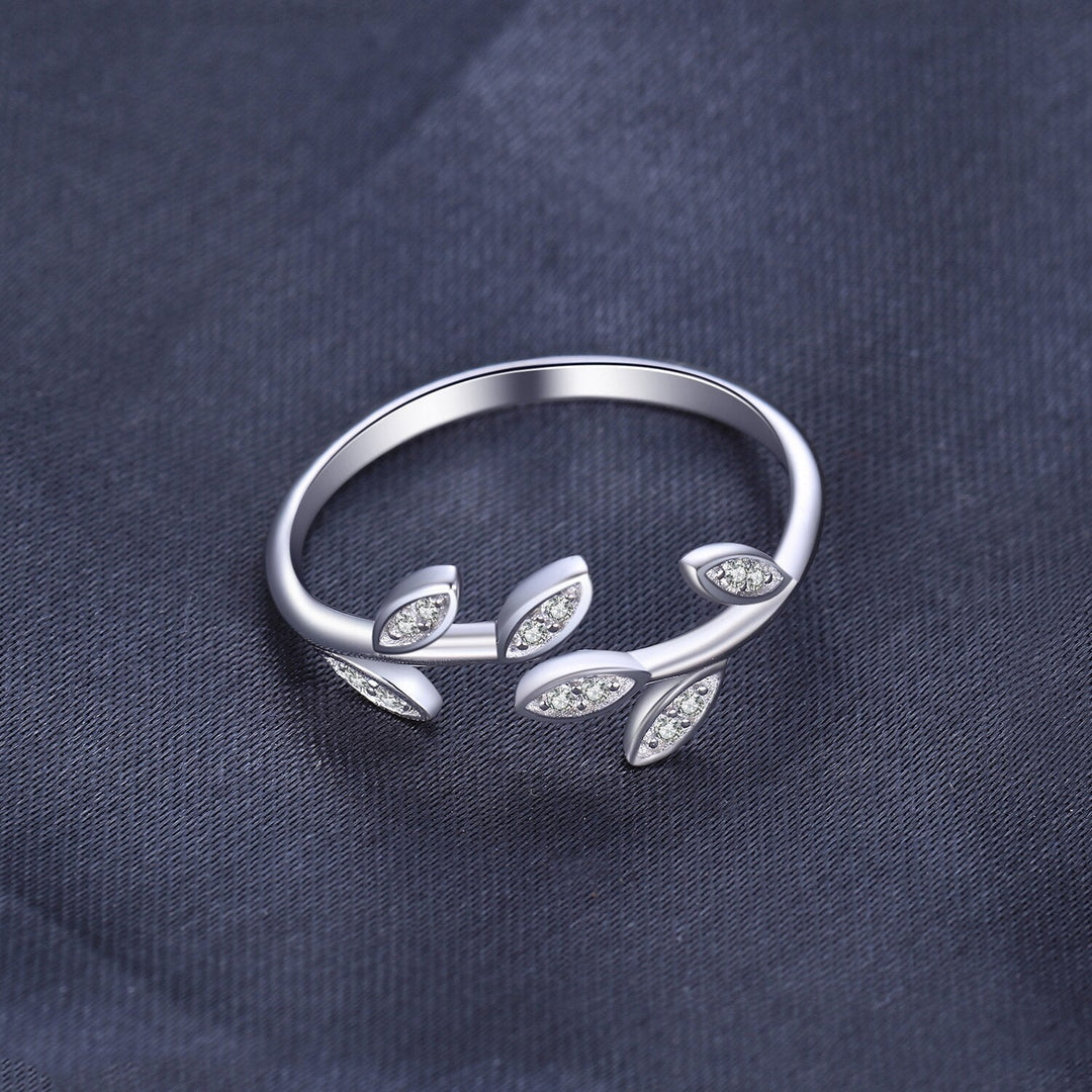 Crystal Leaf 925 Sterling Silver Ring