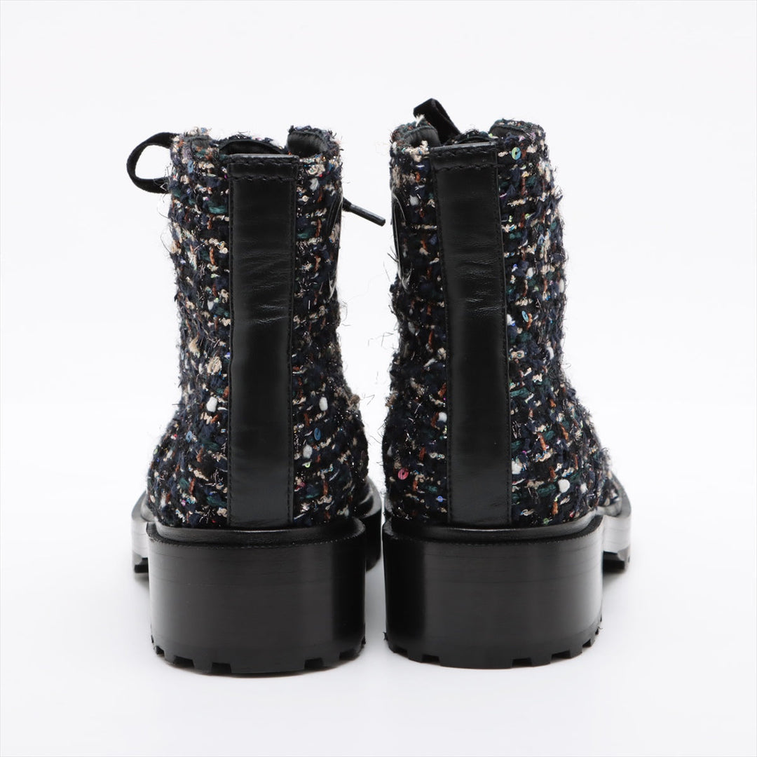 Top Quality Chanel COCOMARK TWIDE SHORT BOOTS 37.5 LADY BLACK X NAIBI G35154 PERLE  LOVE MARKET SHOP