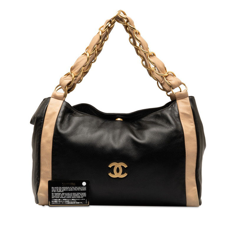 Top Quality Chanel Coco Chain Tote Bag Black Beige   Chanel