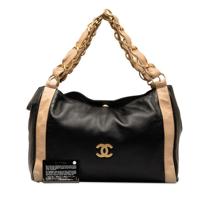 Top Quality Chanel Coco Chain Tote Bag Black Beige   Chanel