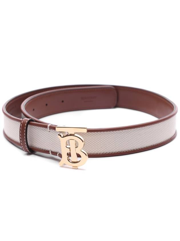 Burberry WoMen's TB Monogram Logo Leather Belt Beige