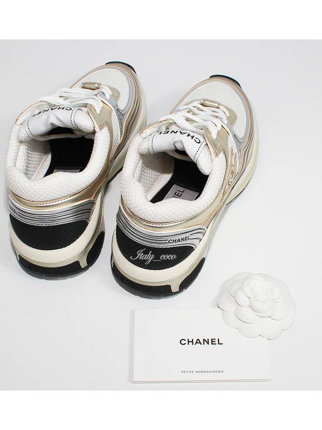 Fabric Laminated Low Top Sneakers Gold Chanel