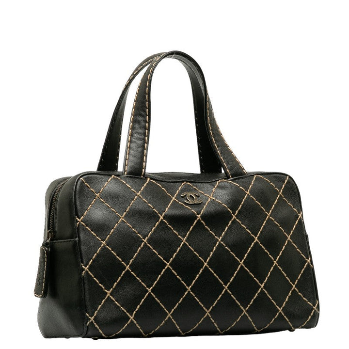 Top Quality Chanel Cocomark Wild tick Handbags Boston Bag Black Leather  Chanel
