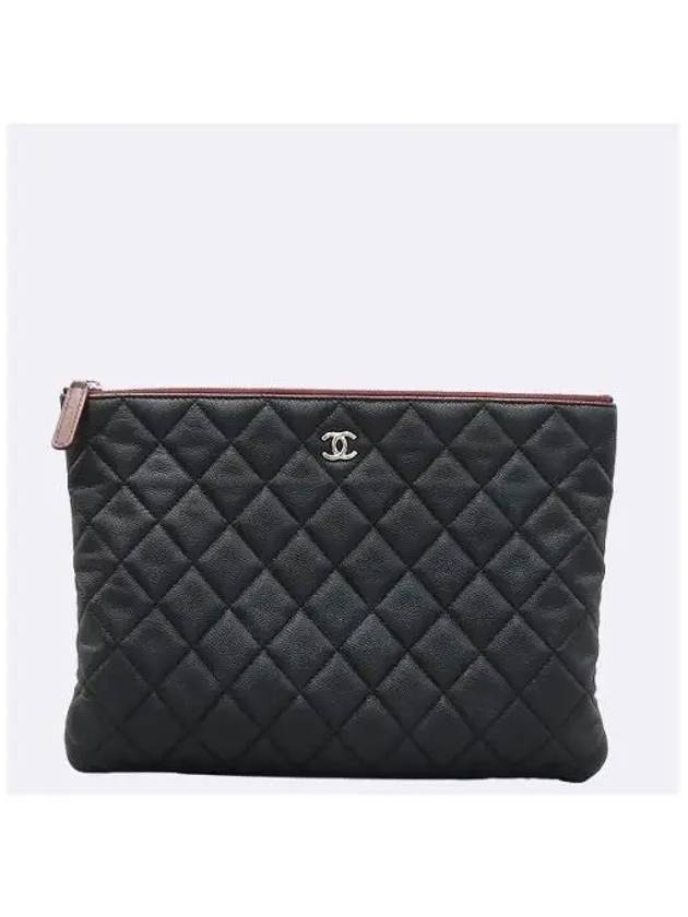 A82545 Classic Black Caviar Logo New Medium Clutch Chanel