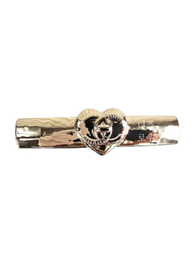 CC Logo In Heart Hair Clip Gold Chanel