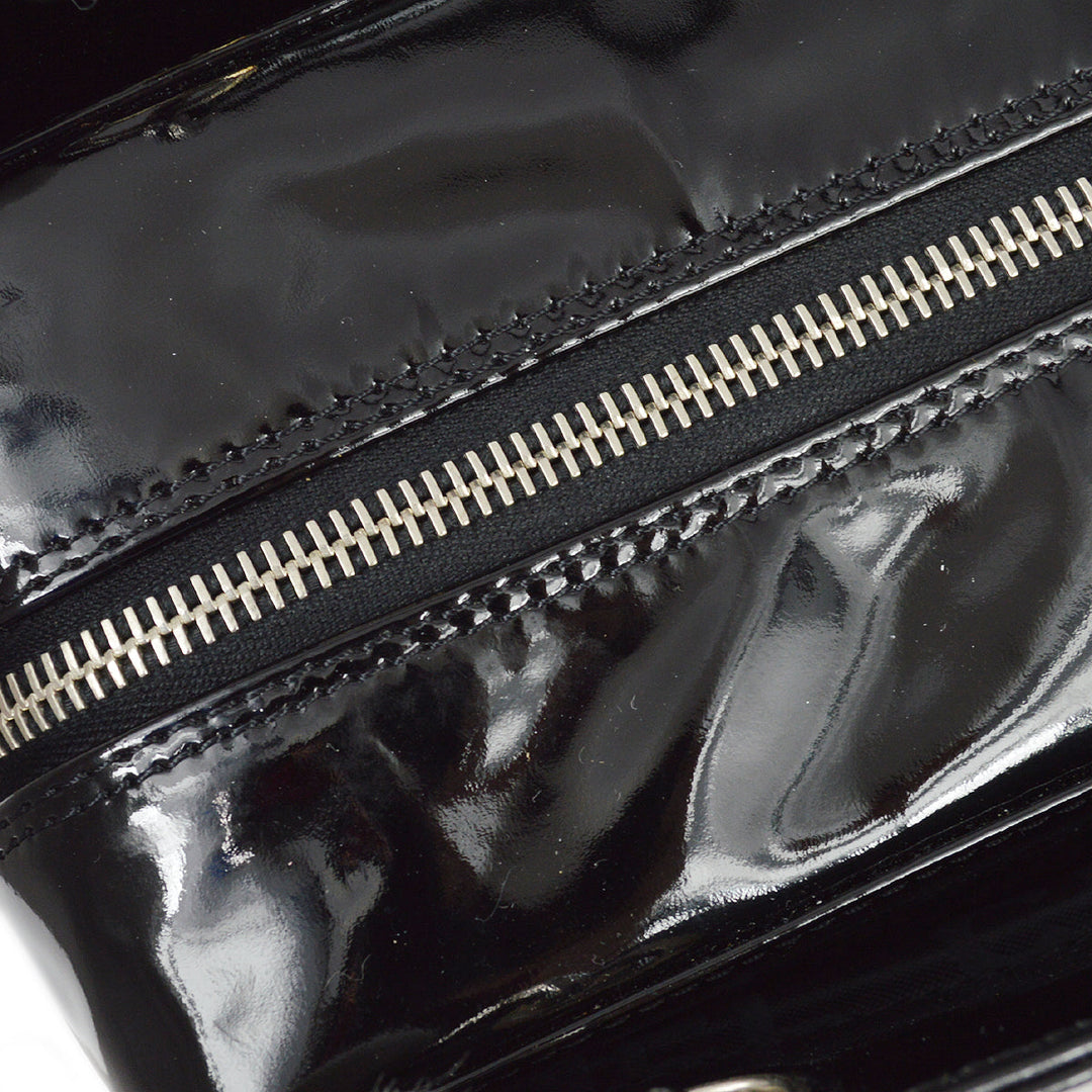 Top Quality Chanel * Black Patent Choco Bar Chain Tote Handbag
