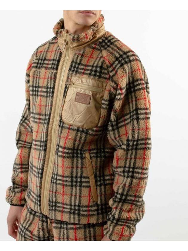 Burberry Men's Wesley Vintage Check Fleece Zip-Up Hoodie Beige