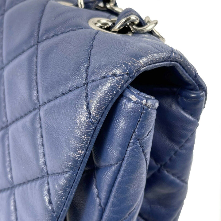 Chanel - Classic 08 Single New Bag - Blue Quilted Lambskin Maxi Shoulder Bag