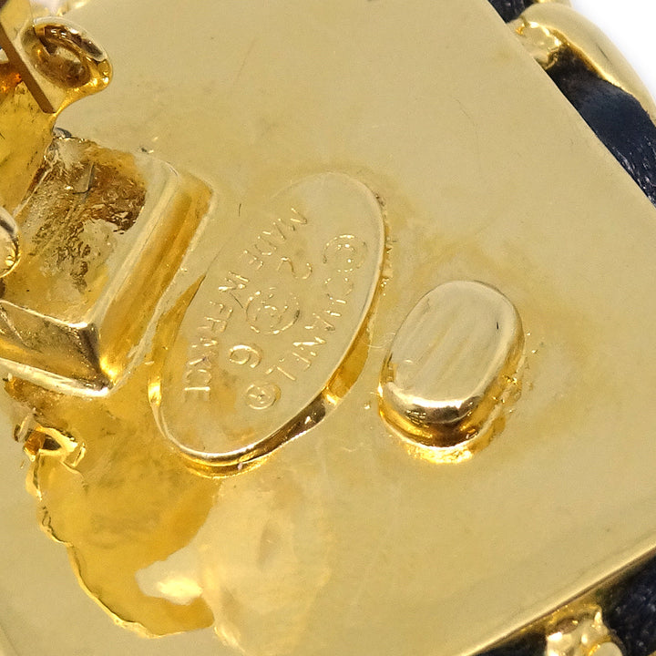 Top Quality Chanel Square Leather Earrings Clip-On Gold 26