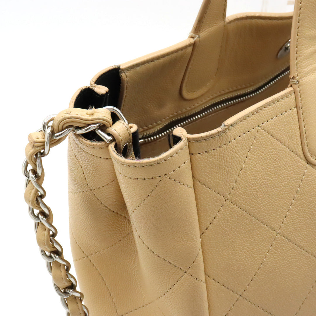 Top Quality Chanel Matrasse Coco Tote Bag 2WAY Chain Shoulder Bag Caviar S Leather Beige AS0240
