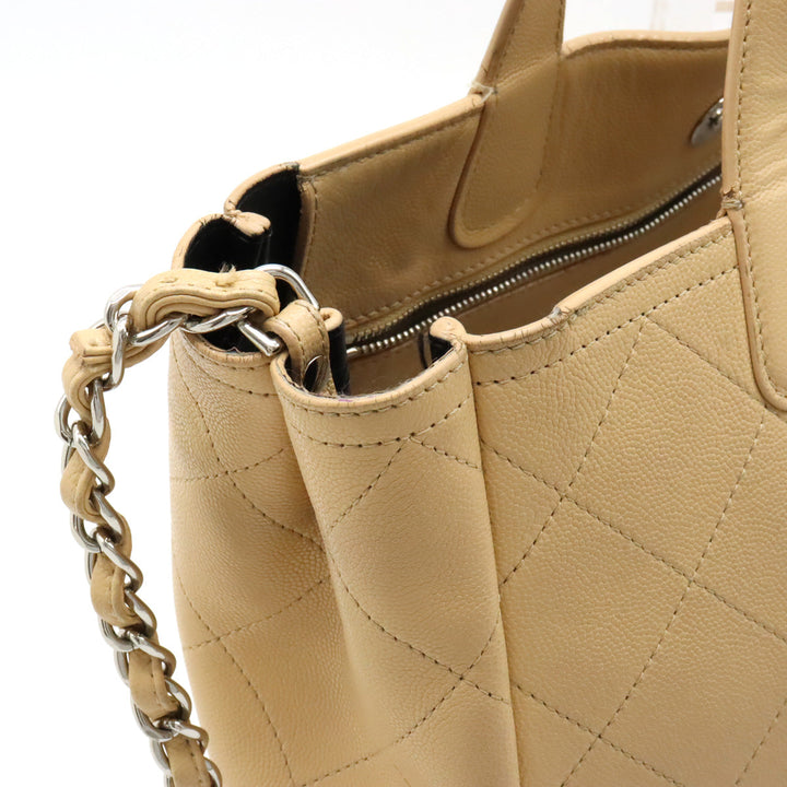 Top Quality Chanel Matrasse Coco Tote Bag 2WAY Chain Shoulder Bag Caviar S Leather Beige AS0240
