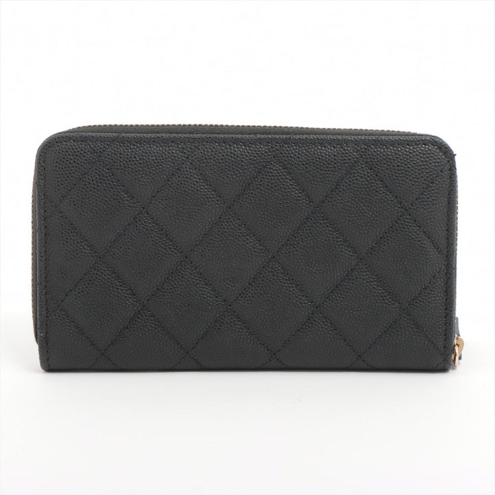 Top Quality Chanel Matrasse Caviar S Compact Wallet Black Gold  29th