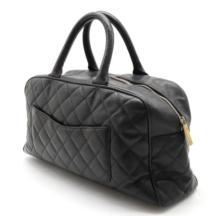 Top Quality Chanel Mattress Cocomark Handbag Mini Boston Bag Caviar Skin Leather Black Black Gold  A20997