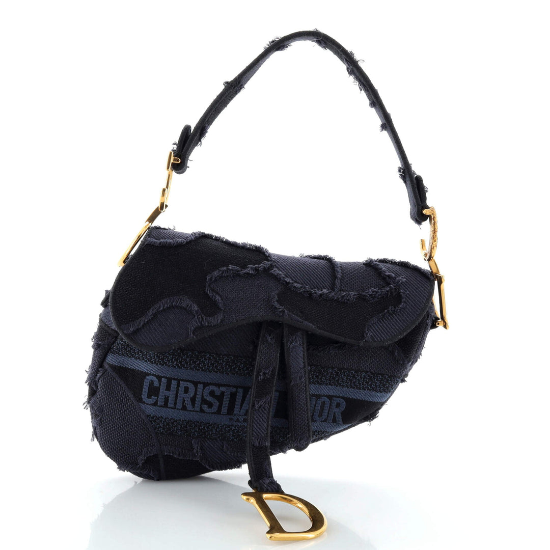Top quality Dior Saddle Handbag Camouflage Embroidered Canvas Medium