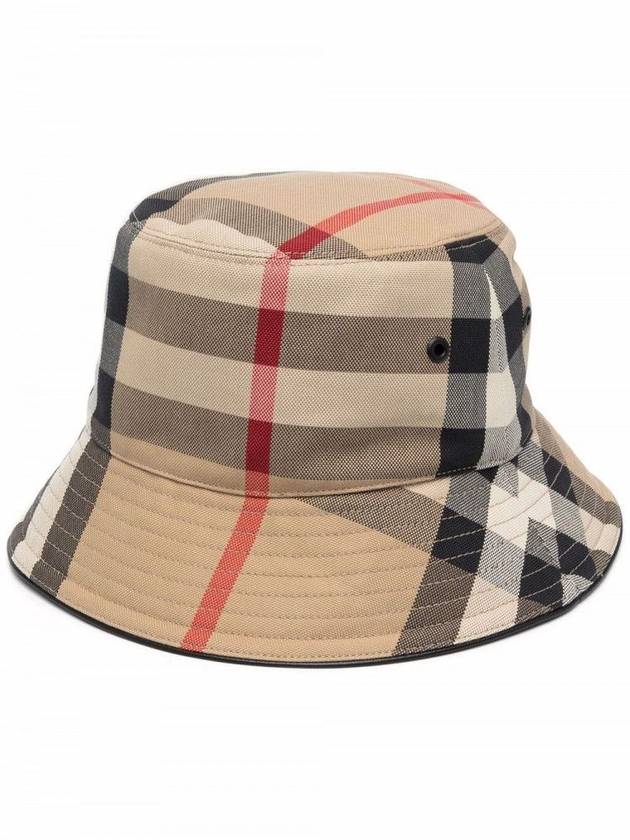 Burberry Check Pattern Cotton Bucket Hat Beige
