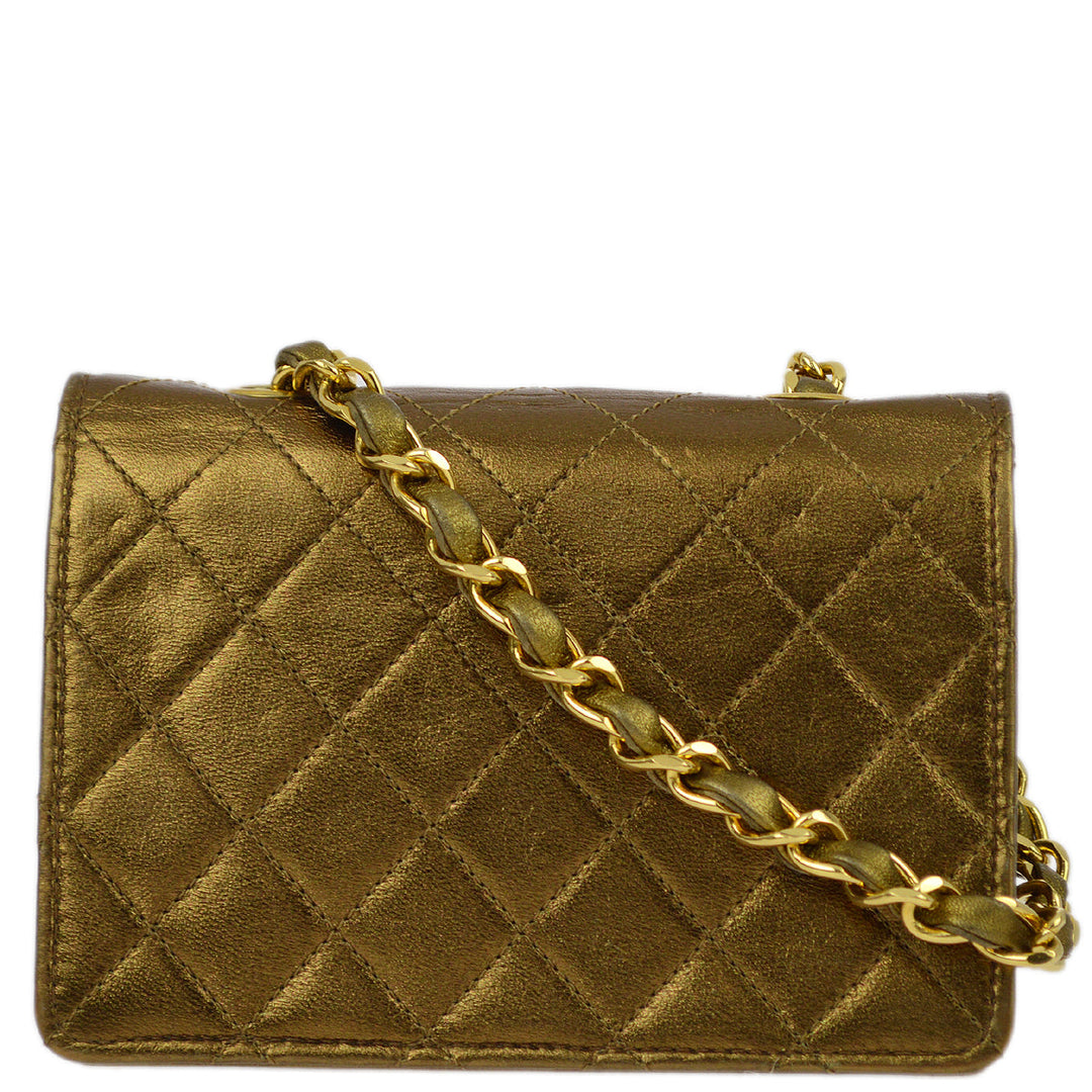 Top Quality Chanel Bronze Lambskin Straight Flap Chain Shoulder Bag