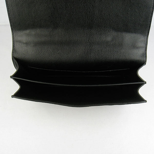 Hermes Calf Leather Message Bag H020 Black Golden