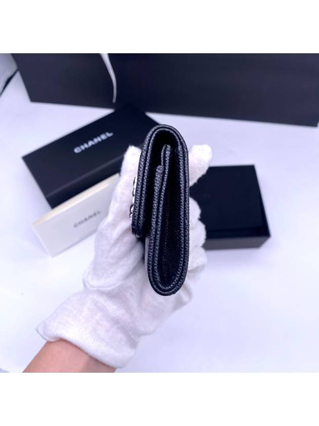 Caviar Flap Card Wallet Black Chanel