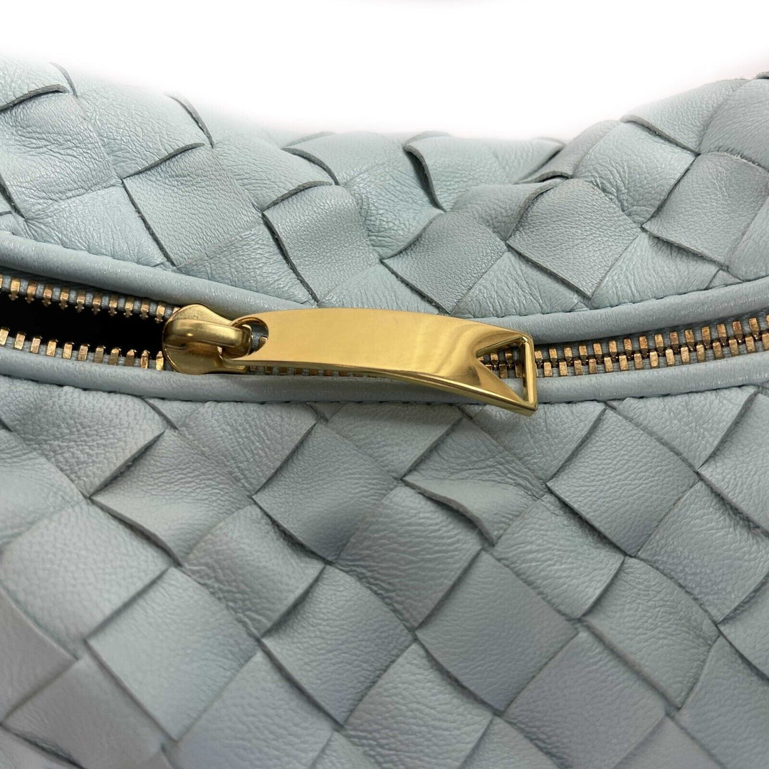 Bottega veneta - Mini Jodie Knotted Leather Washed Teal Blue Teen - Brand New